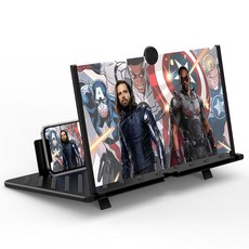 20인치 초대형 화면 확대기 3D HD 휴대폰 증폭기 접이식 홀더 모든 기종 호환, Black-20''