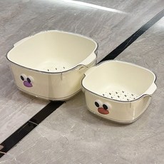 쬬린 귀여운 과일야채 세척바구니 세트, 2개, 화이트