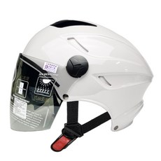 雙鏡片雪帽 附長鏡片 內墨鏡 輕量半罩式安全帽 通風透氣 可拆洗內襯 多色可選 流線型設計 安全帽, 白