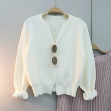 달콩 여성 봄가디건 브이넥 세미크롭가디건 모나코트임니트가디건