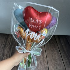 하트 세송이 풍선 꽃다발 만들기 DIY 세트 (킨더조이 미포함), 혼합킨더