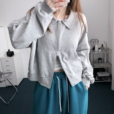 레이디스룸 국산 세미 크롭 투웨이 카라 집업 가디건