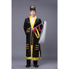 黃色道袍太極八卦衣 道士服裝法衣, 1個, 黑色 單個道袍,M 身高160CM