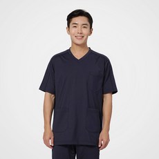 側拉鍊式醫院服組 海軍藍