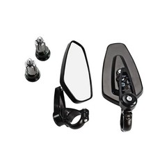 오토바이 알루미늄 엔드 사이드 백미러 자전거 핸들 후면보기 미러, 1개, 1. 검정색