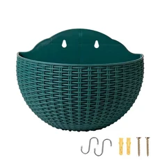 뜨거운 매달려 꽃 바구니 정원 파티 수제 DIY 잡화 주최자 벽 인공 등나무 홈 장식 냄비, 01 21x16.5cm, 02 E 1PC