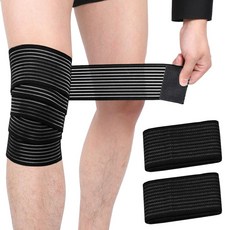 벨크로식 무릎 압박 아대, 블랙, 2개