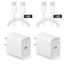 3팩 아이폰 17 16 15 충전기 고속 충전 3m(10피트) - 20W USB C 블록 타입 to 케이블 17/17 프로/17 프로 맥스/에어/16/16e/15 아이패드 프, White, 10FT