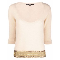 지안프랑코 페레 중고 1990's 시퀸 장식 플런징 넥 니트 탑