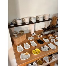 素燒 可自行釉下彩DIY陶藝彩繪, 貓咪盤,趴著的貓