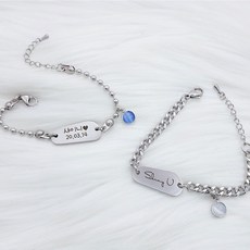 [케이스증정] 샤이니유 스톤 미아방지팔찌 써지컬스틸 아기선물, 왕관케이스, (기본체인) 13+3cm, 블루, 1개