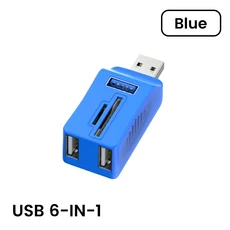 7in 1 OTG 카드 리더기 USB 3.0 유형 C-SD TF 메모리 플래시 드라이브 어댑터(PC 노트북 액세서리용) 멀티, 02 6 in 1 blue