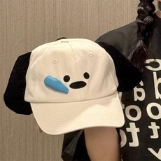 韓系可愛卡通小狗毛絨鴨舌帽 - 臺灣出貨 顯臉小 大頭圍適用, 米色（高端原版）軟萌可愛#甜妹天菜,均碼（54-59CM）, 1個