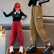 賣場優選新款可愛童裝女童長褲女童褲子春秋裝洋氣兒童大童外穿網紅休閒長褲束腳女孩秋季工裝褲