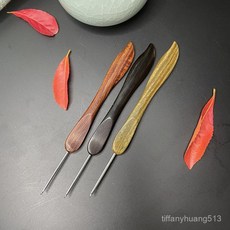 範士檀木手工精拋打磨不鏽鋼鉤針頭，DIY勾針編織玩偶毛衣鞋子工具, 樹葉綠檀木,5.0mm, 1個
