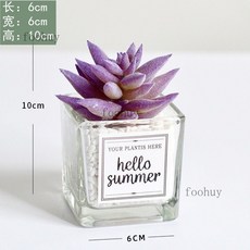 台灣出貨 熱賣 ins風仿真多肉盆栽 仙人掌綠植 客廳擺件 小盆栽裝飾品 綠植假花桌面擺設, 天霜蓮+ins小方玻, 1個