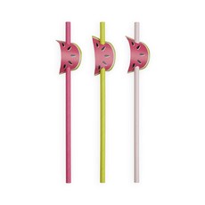 케이크워크 데코레이티브 워터멜론 어태치먼트 일자형빨대 19.7cm, 1개, 12개입
