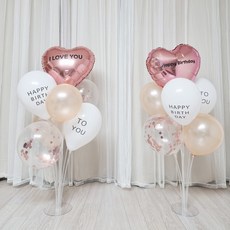 스탠드 풍선 혼합 세트 하트 컨페티 레터링 문구, 2세트, 스탠드풍선(로즈골드)