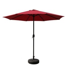 戶外庭院遮陽傘，大型防曬陽傘，露營海灘陽傘，可調式耐用陽傘, 【酒紅】傘徑270cm含傘座傘套