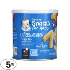 Gerber LilCrunchies 구운 곡물 스낵 생후 8개월 베지 딥, Veggie Dip, 42g, 5개