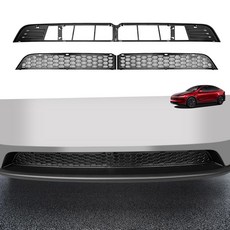 테슬라 모델 Y 주니퍼 2025 2026용 샤이니얼스 그릴 메시 인서트 매트 블랙 전면 통풍구 커버 곤충 보호 기능