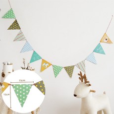 GoGraphy 紙三角掛旗 露營旗 帳篷旗 野餐旗 生日派對佈置, 土藍綠小馬