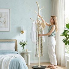 YULIFE 옷장 스탠드 옷걸이 튼튼한 철제 옷걸이 행거, 퓨어화이트