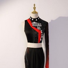 傣族孔雀舞演出服裝 黑色魚尾包臀練功服