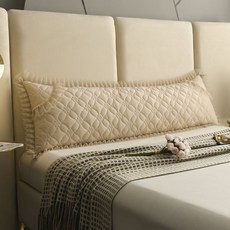 雙人枕頭套 - 四季款夾棉加厚長款拉鏈靠背枕頭套 (1.2/1.5/1.8米), 櫻花粉,48x150cm【枕套+枕芯】