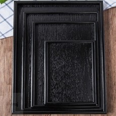 웬카 커피쟁반 원목 사각트레이 블랙