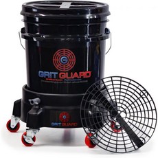 그릿 가드 5갤런 세차 시스템 | 양동이 카트 감마 실리 잠금 뚜껑 포함 차량 및 디테일링용 파랑, Black/Black