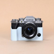 카메라 가죽 하프케이스 경량 호환 커버 XT5 보호 XT4, J. XT5 스카이 블루 야자수 질감의 최고급