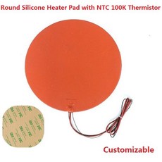 라운드 실리콘 고무 전기 가열 패드 접착 스티커 열 히터 플레이트 매트 NTC 100K 서미스터 센서 겨울 따뜻, 12V, Diameter 200 MM