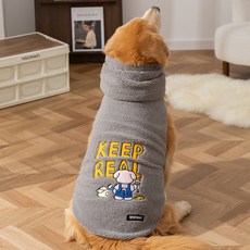 Hipipet 秋冬寵物狗衣服 絨毛馬甲 適用於金毛犬 中大型犬, 邁洛灰, 1個