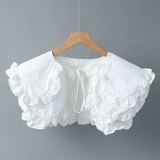 穿搭配件 百搭雙層木耳邊娃娃領假領子女花邊荷葉翻領新潮宮廷裝飾風小披肩, 白色T39（關注店鋪優先發貨）, 1個