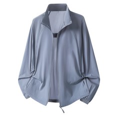 釣友俱樂部 戶外輕薄透氣防曬衣 女夏季UPF50 防紫外線輕薄舒適外套 冰絲服, 男款-灰藍色,4XL, 1個