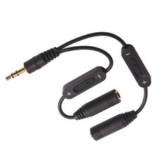 3.5 AUX 이어폰 분배기 연결 젠더 y잭 y젠더 케이블, 블랙-볼륨조절
