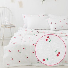 원룸 체리패턴 화이트 싱글 이불 여름철 싱글이불세트 먼지없는 1인용침대