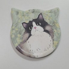 [다하리나] 파스텔톤 귀여운 고양이 규조토 컵받침, 1개, 그린냥