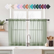 Ebesto 보일 창문 시어 커튼 세이지 그린 2x42Wx216L 160675