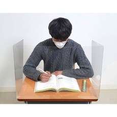 학원 학교 직각 날개형 완전투명 책상가리막 PET 가림판 칸막이, 60*40*20cm, 15개