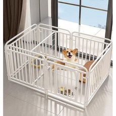 寵物圍欄狗狗室內狗籠子中小型犬帶廁所分離柯基隔離柵欄方管狗窩, 1個, 白【鐵絲款7片】160*80*100❤【,當天發貨 收藏加購【立送固定吸盤】