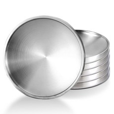 ZJMONE 스테인리스 스틸 접시 6피스 이중 레이어 실버 경량 깨지지 않는 디너 접시 접시 세트 식사 서빙 캠핑 재사용 가능 및 식기세척기 사용 가능 19.1cm7.5인치 2