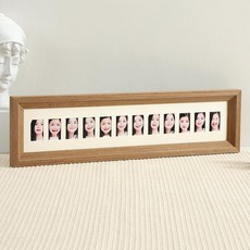 성장앨범 원목 액자 포토 가족사진 정리 사진 12칸, 어린이 증명서 사진 액자, 1매, 빈티지 12홀