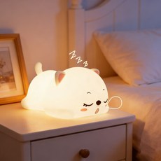 인플리바타 큐티 오리 무드등 동물인형 수면등 인테리어 침실 무드등 LED, 2.잠만이(고양이)