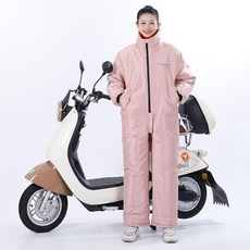 삼중지퍼 기모안감 오토바이 우주복 겨울 방수 점프슈트 방한복 배달대행 라이더, 2.핑크 160