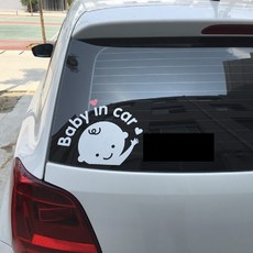 現貨發出 寶寶貼 寶貝在車裡 車貼 寶寶在車裡貼紙 天使嬰兒 個性提示 嬰兒貼 提示貼 警示貼 BABY貼 BABY, 1個, 反光白19X16CM