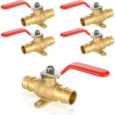 2개 묶음 Seelink 34인치 PEXA 확장 드롭 이어 볼 밸브 황동 차단 PexA 파이프 연결용 ASTM F1960 빨간색, 5