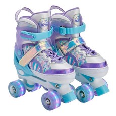 Chicago Skates Glitzy 아동용 롤러 스케이트 씨 쉘 - 조절 가능한 롤러 스케이트 여아 남아용 라이트업 휠 내구성 있는 초보자 쿼드 스케이트 프론트 스토퍼, 바다 껍질