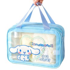 산리오 2중구조 메쉬 방수 수영가방 대형 목욕 비치백, 블루 시나모롤